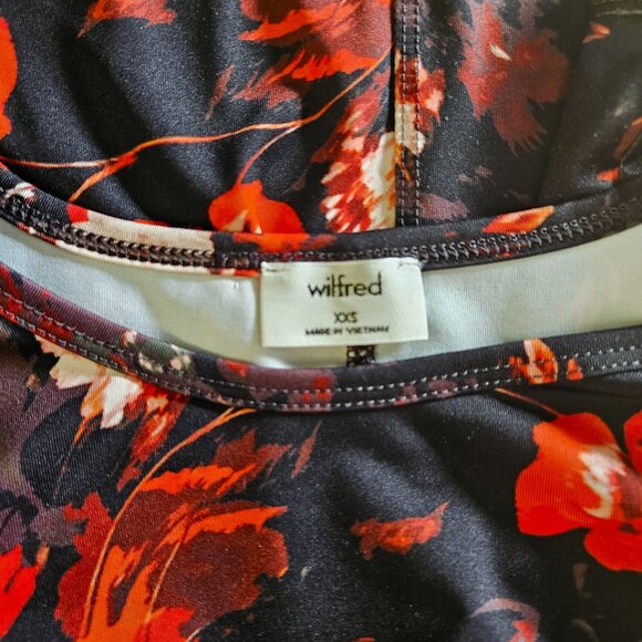 WILFRED, "The Fleur" black floral long sleeve bodycon dress - Picture 7 of 7